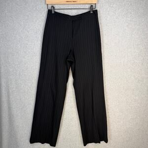 Entier Classiques Women's Black Blue Pinstripe Pants Size 6 Stretch
